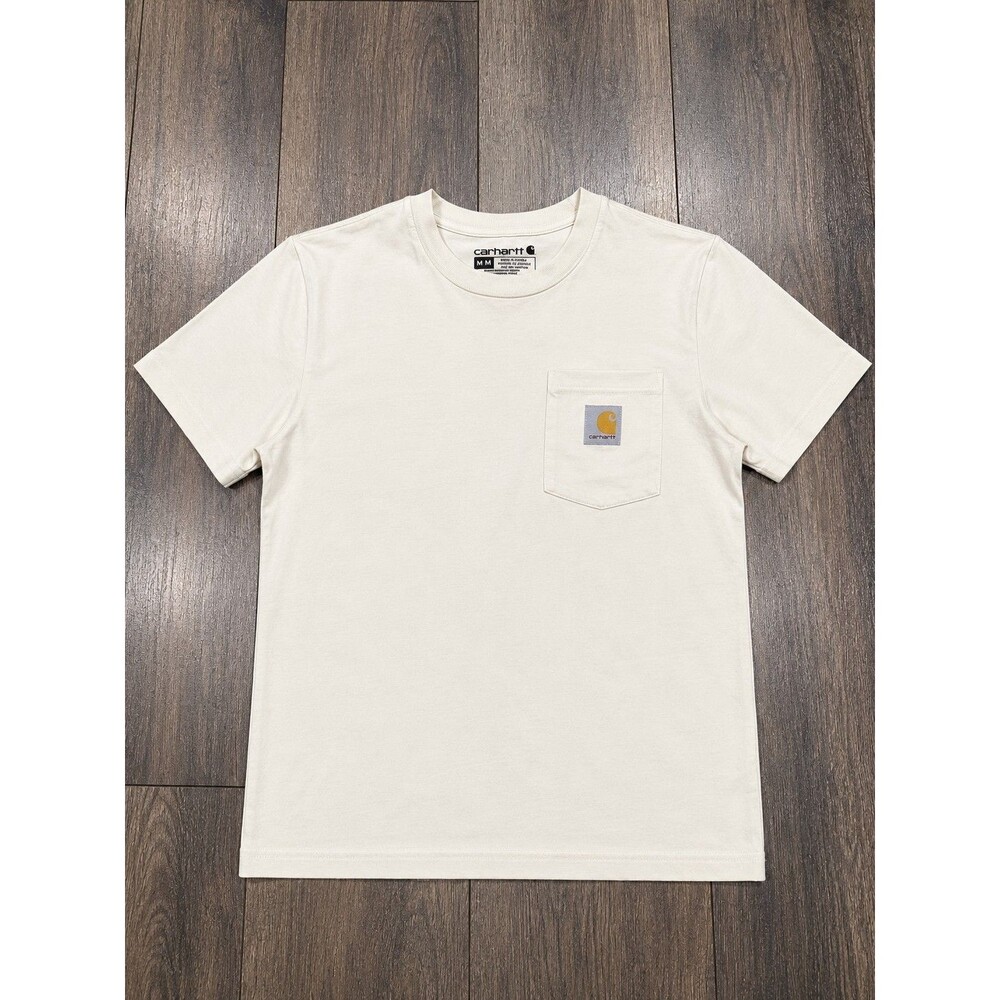 Carhartt Womens M 10-12 White K87 Pocket T Shirt Loose Fit Workwear Logo